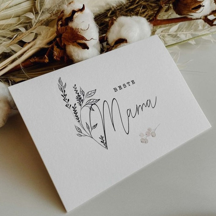 Grußkarte mit Umschlag „Beste Mama“ - Woidmädchen