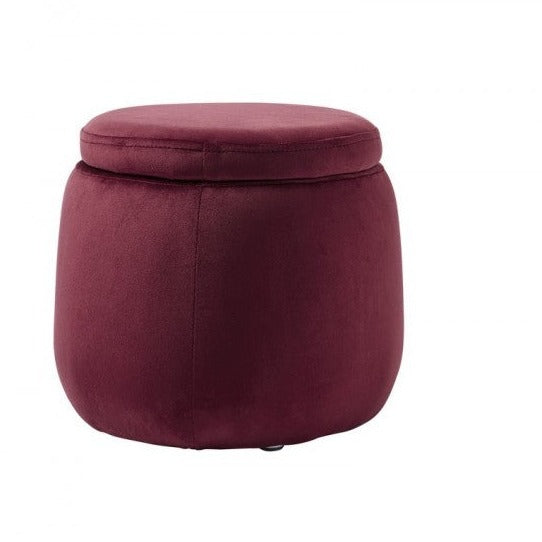 Sitzkiste rund Samt, weinrot - Kid's Concept