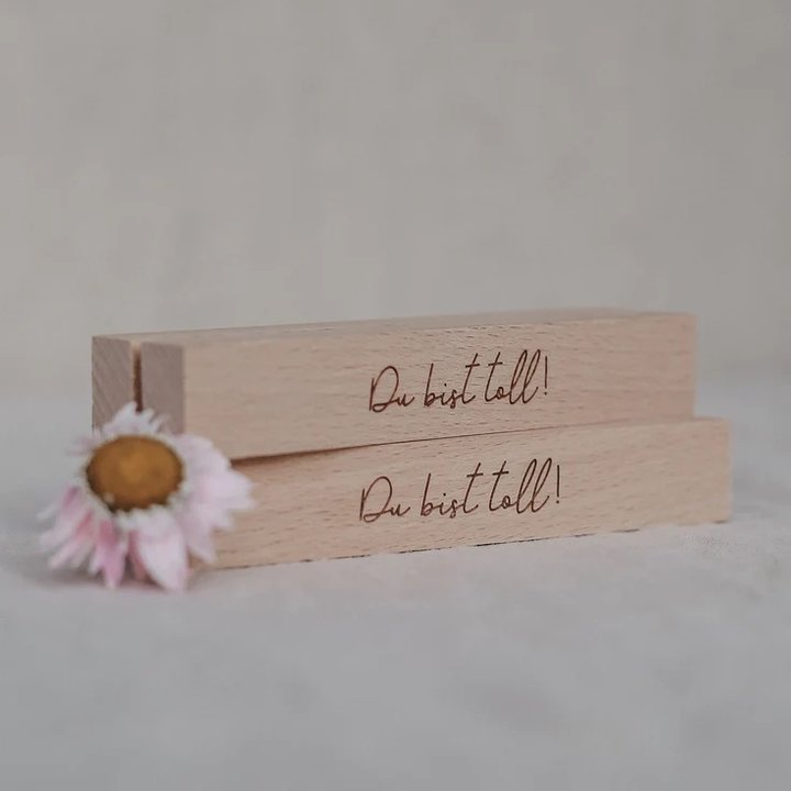 Karten- und Trockenblumenständer 12cm "Du bist toll" im 2er Set - Eulenschnitt