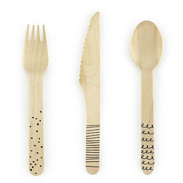 Holzbesteck gemustert
