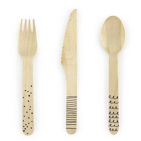 Holzbesteck gemustert