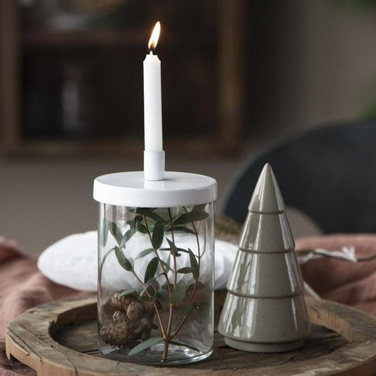 Kerzenhalter für dünne Kerze Metalldeckel weiß - Ib Laursen