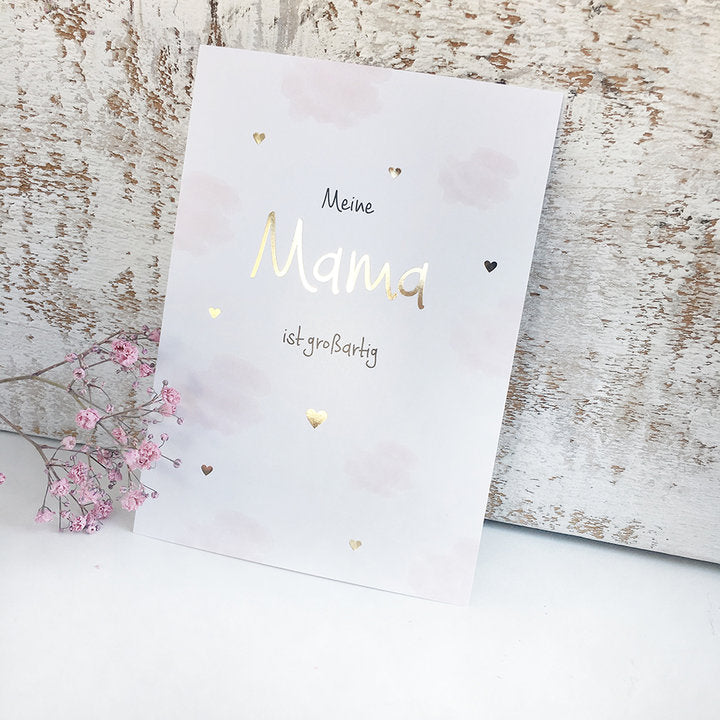 Postkarte gold „Meine Mama ist großartig“ – Mintkind