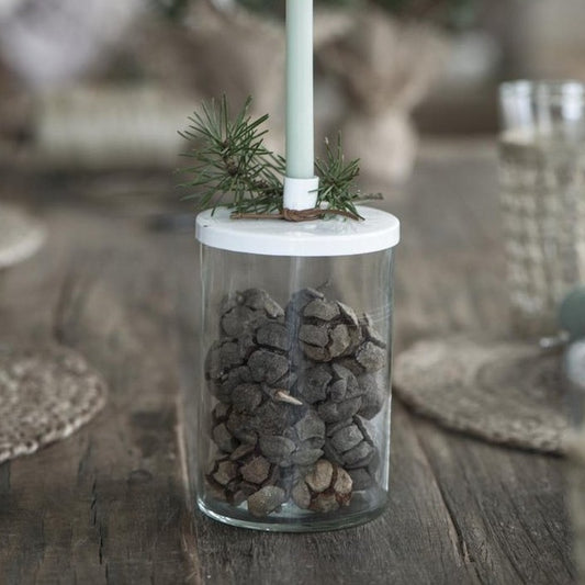 Kerzenhalter für dünne Kerze Metalldeckel weiß - Ib Laursen