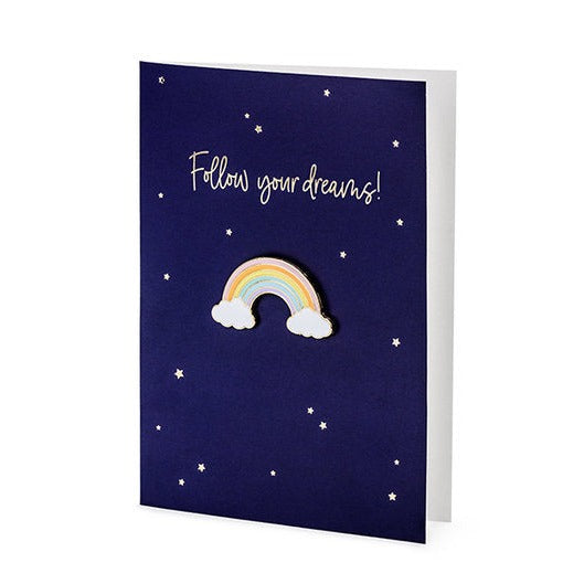 Karte mit Anstecker "Regenbogen"