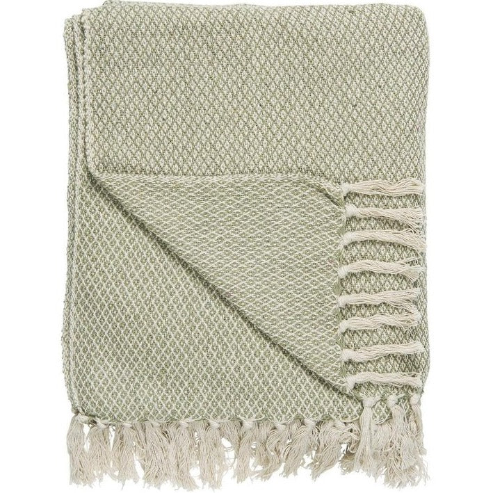 Plaid creme/staubig grün Karomuster - Ib Laursen