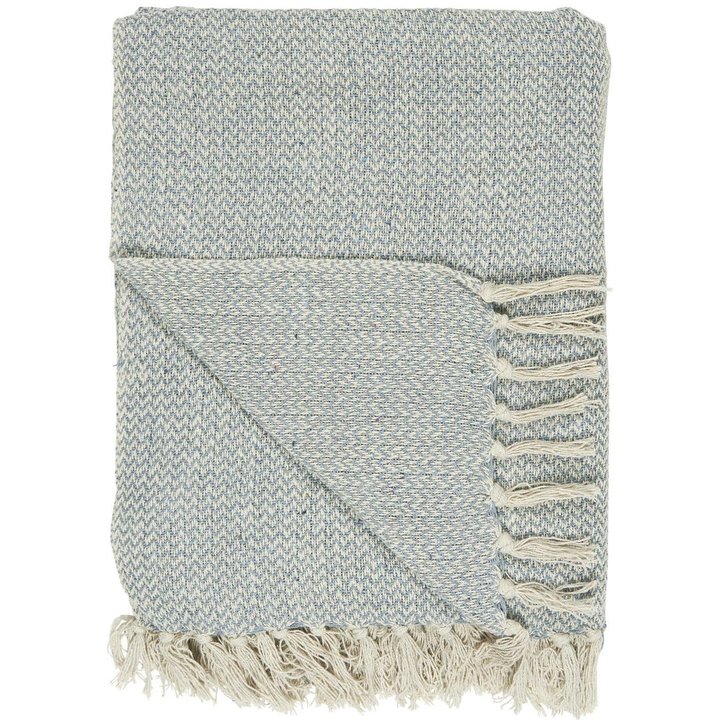 Plaid creme/hellblau Zickzackmuster - Ib Laursen