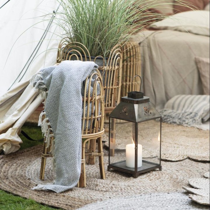 Plaid creme/hellblau Zickzackmuster - Ib Laursen