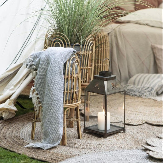 Plaid creme/hellblau Zickzackmuster - Ib Laursen