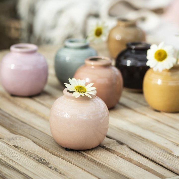 Vase mini Yrsa mit Rillen coral sands - Ib Laursen