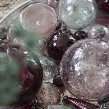 Weihnachtskugel flach pebbled Glas rosa - Ib Laursen