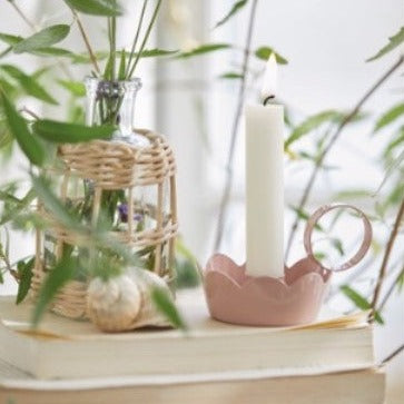 Kerzenhalter für Stabkerze mit Henkel gewellte Kante malva - Ib Laursen