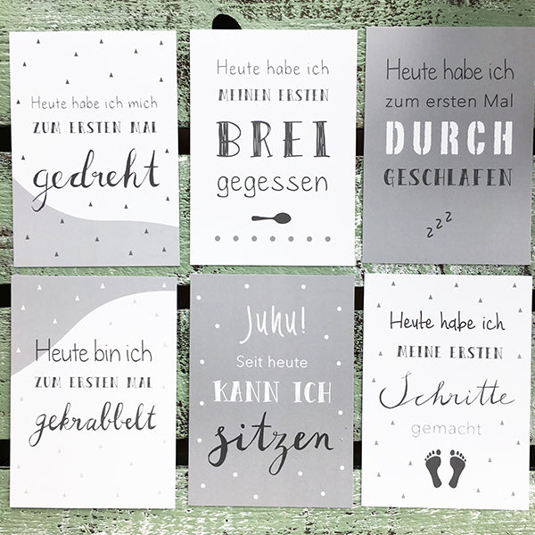 Baby Meilensteinkarten grau/weiß - Mintkind