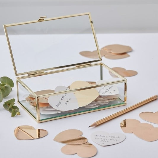 Glasbox gold mit Herzen