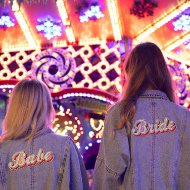 Aufbügelbild "BRIDE" bunt