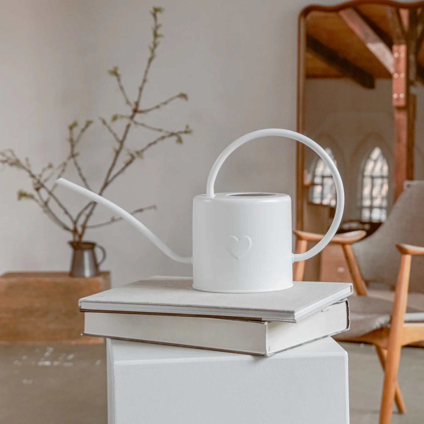 Gießkanne Herz weiss - Eulenschnitt