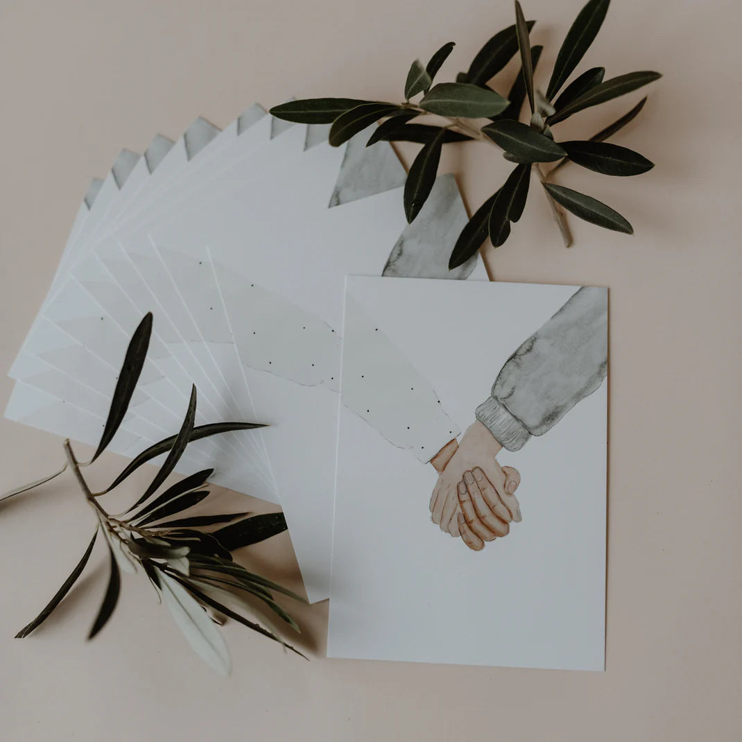 Aquarellkarte Herz "Hands" - Eulenschnitt