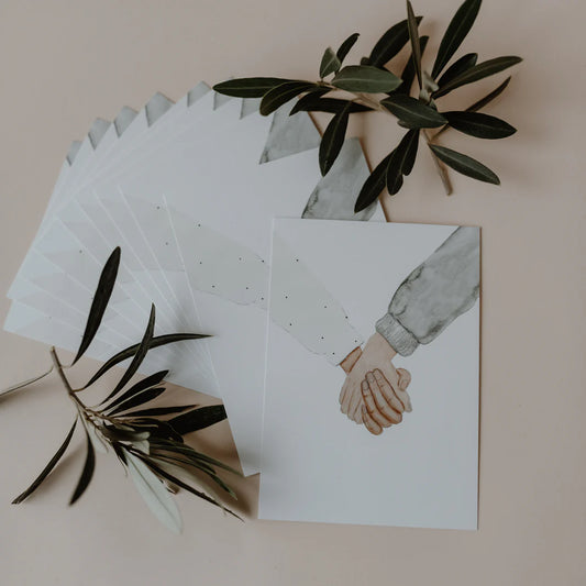 Aquarellkarte Herz "Hands" - Eulenschnitt