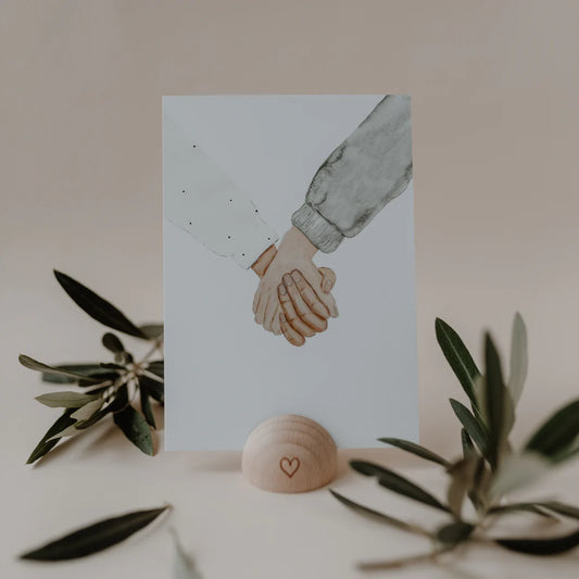 Aquarellkarte Herz "Hands" - Eulenschnitt