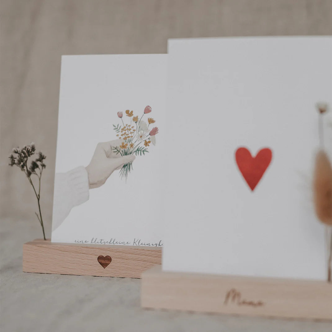 Karten- und Blumenhalter 2er Set "Mama Herz" - Eulenschnitt