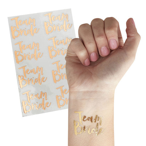 Abzieh-Tattoos "Team Bride" gold