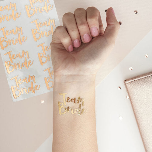 Abzieh-Tattoos "Team Bride" gold