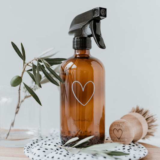 Sprühflasche Herz aus Braunglas - Eulenschnitt