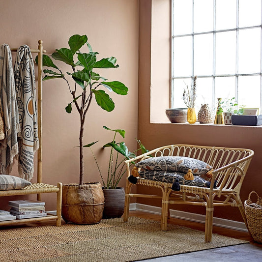 Kissen black mit Franzen - Bloomingville