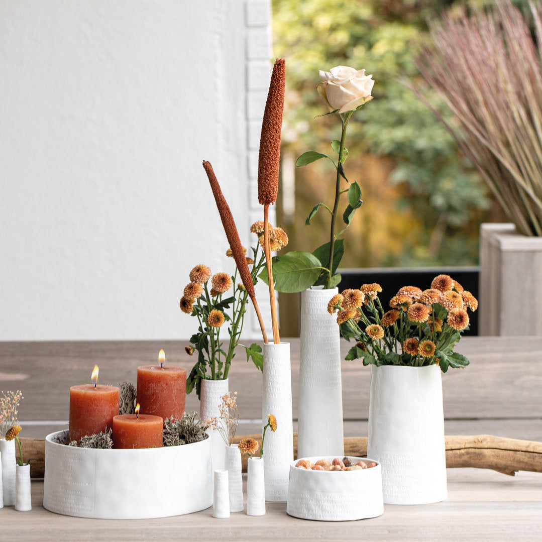 Schmale Vase "klein, Text" - Räder