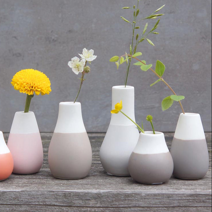 Mini Pastellvasen "Set aus 4" grau - Räder