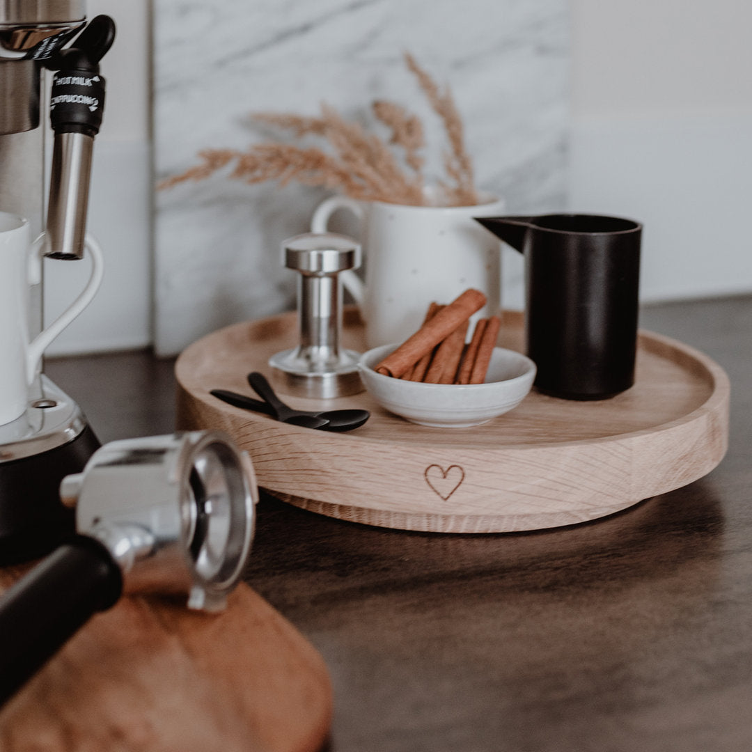 Drehteller aus Eiche - Eulenschnitt