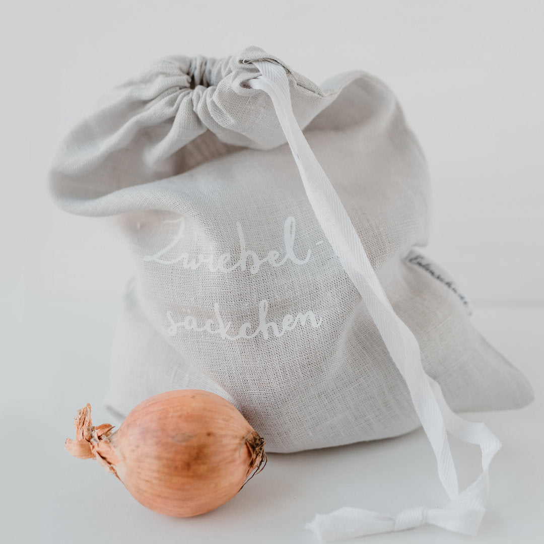 Zwiebelsäckchen aus Leinen - Eulenschnitt
