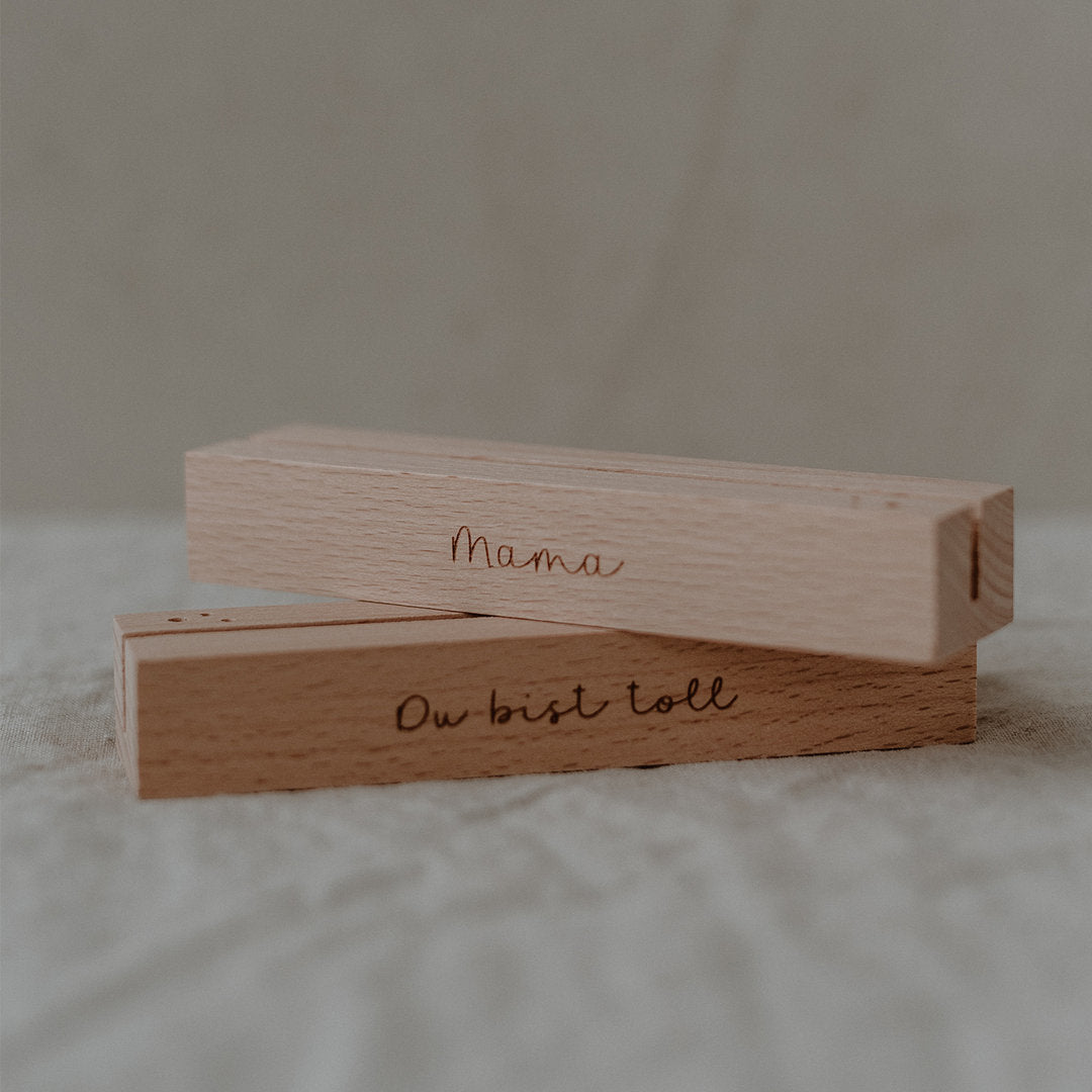 Karten- und Blumenhalter 2er Set "Mama" - Eulenschnitt