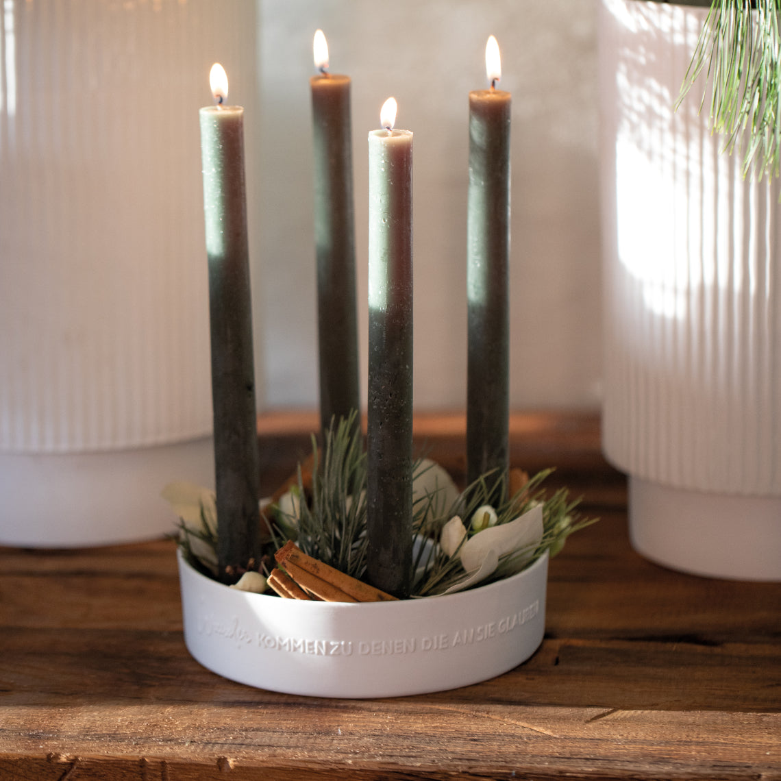 Porzellankranz für Stabkerzen "Wunder kommen" - Räder