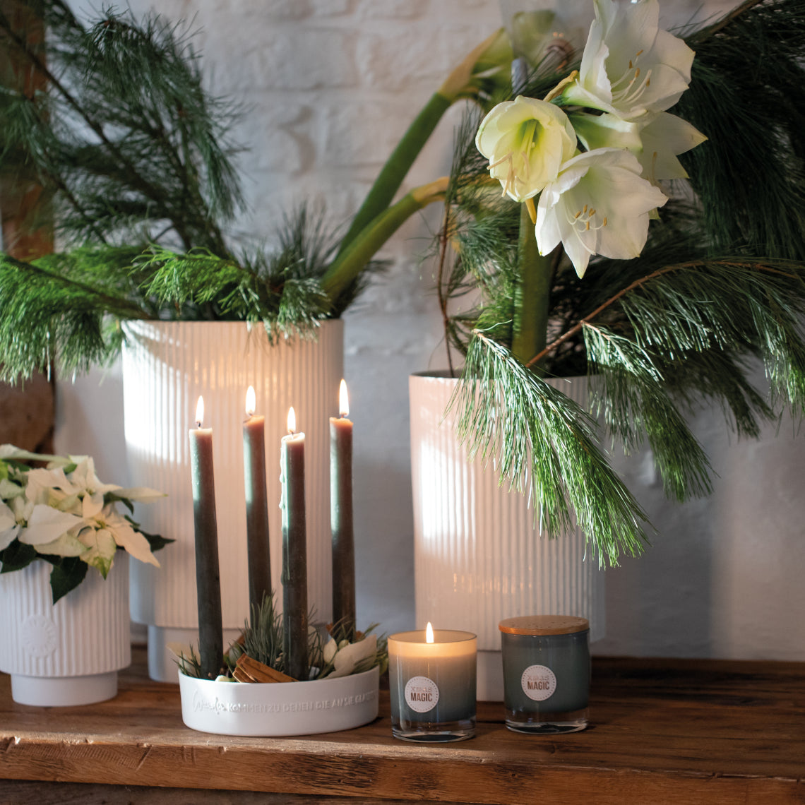 Porzellankranz für Stabkerzen "Wunder kommen" - Räder